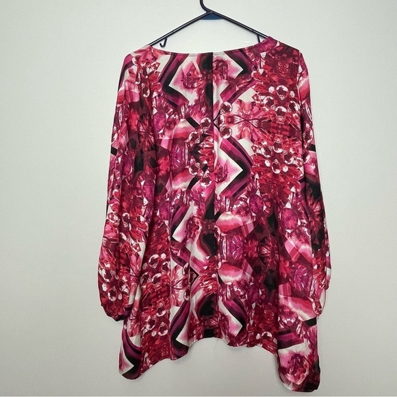 LYS Button-Down Blouse 3X Pink/Red/White/Black – Accordion Front, 3/4 Sleeves - Picture 7 of 12